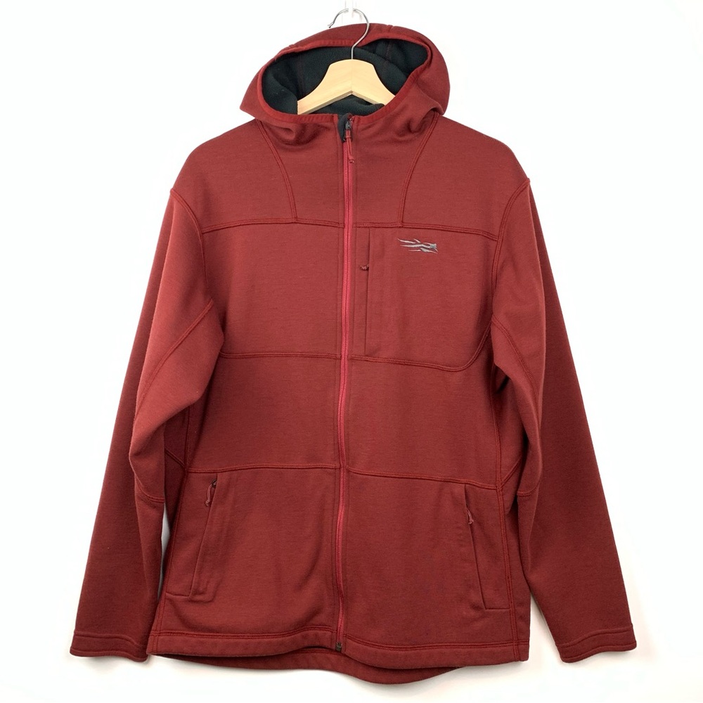 Sitka Gear Zip Up Jacket Cardigan Red Sz Large Pockets Outdoors Hiking Logo